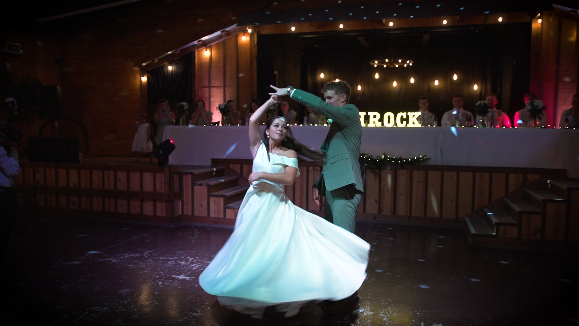 bride and groom dancing at wedding